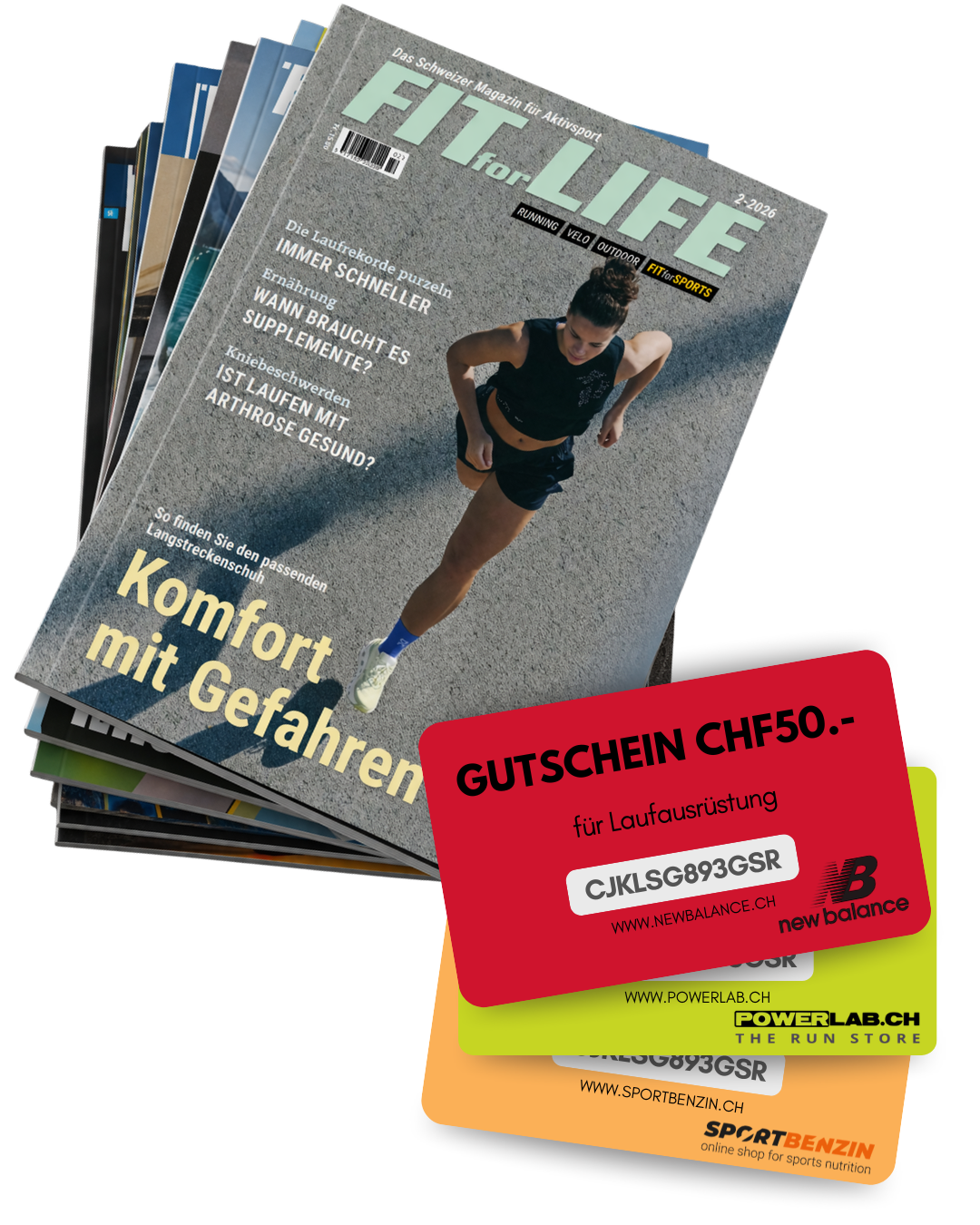 Jahresabo mit CHF 50.- Gutschein nach Wahl